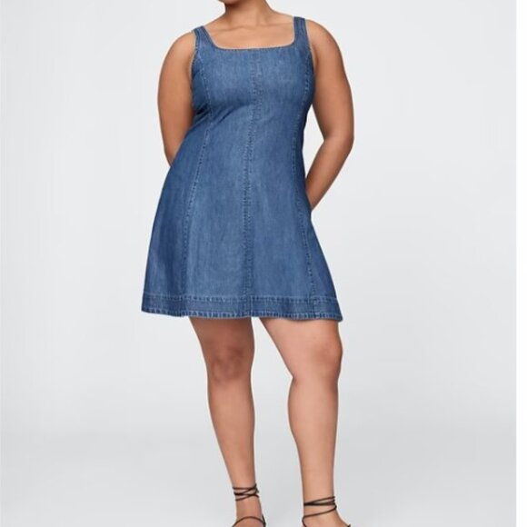 NEW Gap Denim Mini Dress, Medium Wash, M Tall - Picture 4 of 5